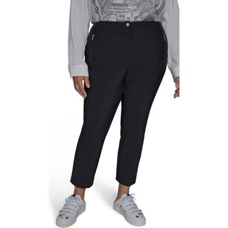 Karl Lagerfeld Double Zip Pants in Black at Nordstrom, Size 22W