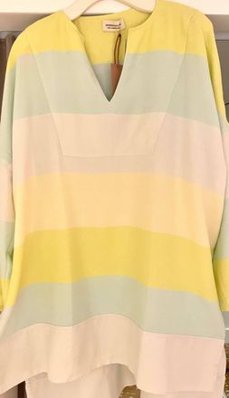 Marrakshi Life Long Sleeve V-Neck Caftan In Aqua Bit Tender