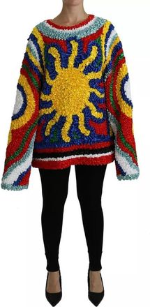Dolce & Gabbana Multicolor Sun Ruffled Top Blouse Womens Sweater