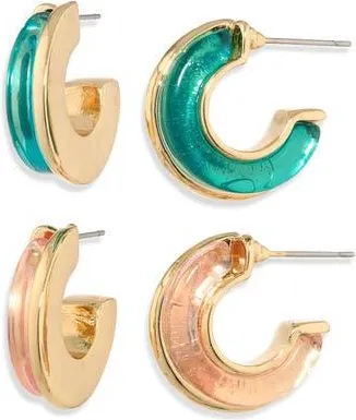 Natasha 2-Pack Hoop Earrings in Blue/Pink at Nordstrom Rack