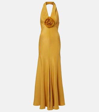 Rodarte Floral-appliqu&eacute; silk cr&ecirc;pe gown