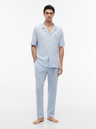 Tommy Hilfiger Mens Seersucker Sleep Pant - Blue Wave - XL