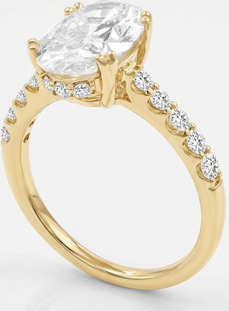 LuvMyJewelry Isidora 3.5 Cts 14K Yellow Gold Oval Lab Grown Diamond Hidden Halo Engagement Ring