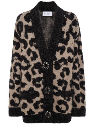 Philipp Plein leopard-print lurex cardigan - Neutrals
