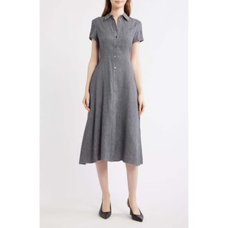 Theory Stretch Linen Blend Shirtdress in Ink Blue - Gge at Nordstrom, Size 00