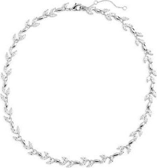 Nordstrom Cubic Zirconia Leaf Collar Necklace in Clear- Silver at Nordstrom Rack