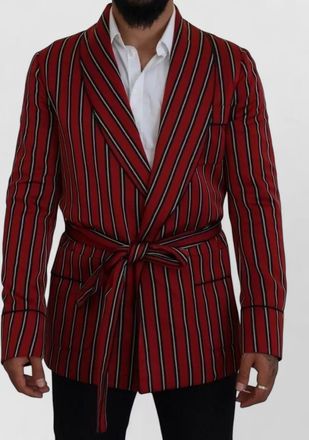 Dolce & Gabbana silk striped belted robe blazer