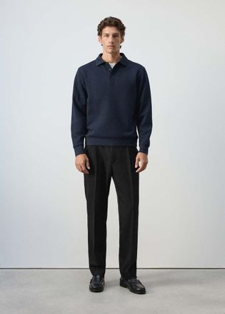 Mango Felpa collo polo regular-fit blu notte - Uomo - XXL - MANGO MAN