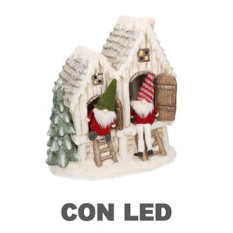 Vacchetti Casa Resina Blanca Con Led Y Gnomos Cm40x23h44