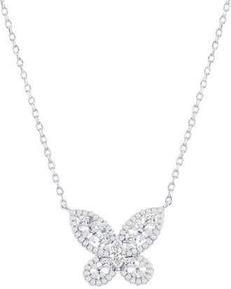 Suzy Levian Suzy Levian Gala Collection Silver Cz Butterfly Necklace