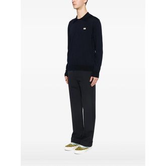 Valentino Logo-Plaque Knit Polo - Blue