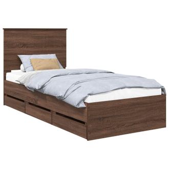 vidaXL Estructura De Cama Roble Marr&oacute;n 90 X 200 Cm Madera Ingenieril Vidaxl