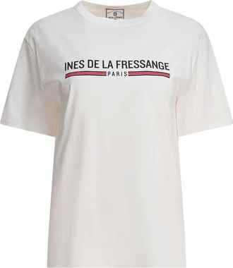 Ines De La Fressange T-shirt in cotone con logo - Toni neutri