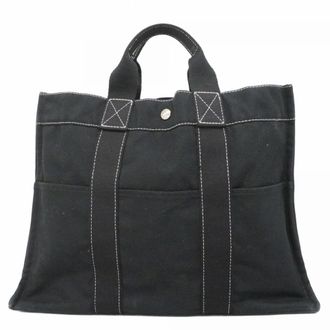 Herm&egrave;s Black Canvas Tote Bag (Pre-Owned)