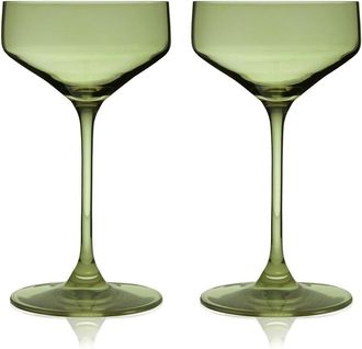Viski Set of 2 Sage Reserve Nouveau Crystal Coupes