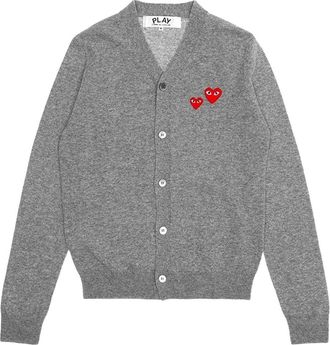 Comme Des Gar&ccedil;ons FW25 Double Heart Cardigan Grey AX-N072-051-1