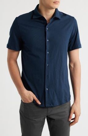 Robert Barakett Kimberton Short Sleeve Knit Button-Up Shirt in Navy at Nordstrom Rack, Size Xx-Large