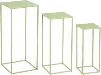 MiCa Decorations Set de 3 mesas auxiliares hierro verde claro