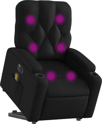 vidaXL Sill&oacute;n De Masaje Elevable El&eacute;ctrico Cuero Sint&eacute;tico Negro Vidaxl