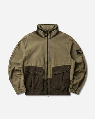 Stone Island Men s Organic Panama Cotton + Nylon Overshirt Military Green