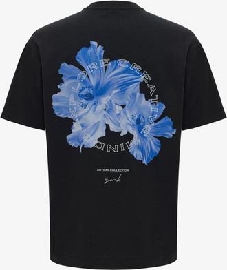 Genti Relaxed fit T-shirt Backprint | Zwart