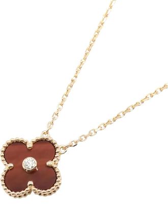 Van Cleef & Arpels 2010s 18K Rose Gold Alhambra multi-stone necklace - women - Gold/Diamond/Tiger eye - One Size - Pink