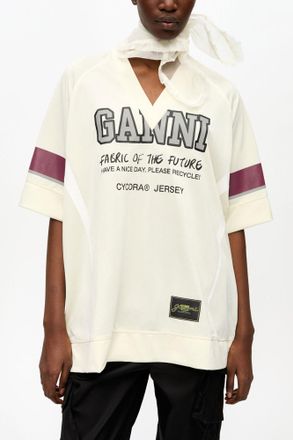 Ganni Ivory League Oversized T-shirt - Size S/M White
