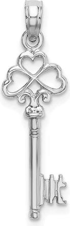 Diamond2Deal 14K White Gold 3-D Hearts Key Charm Pendant