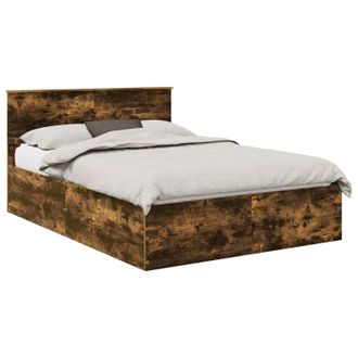 vidaXL Estructura De Cama Con Cabecera Roble Ahumado 150 X 200 Cm Vidaxl