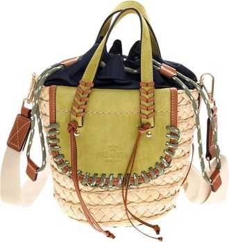 Cuba Lab Bucket Bags, female, Green, Size: ONE SIZE Habanera Leather and Raffia Bag