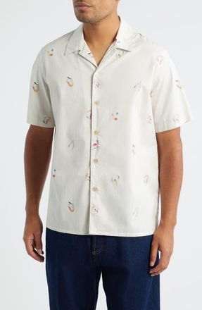 Paul Smith Casual Fit Print Cotton Camp Shirt in Off White at Nordstrom, Size X-Large