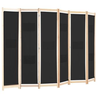 Berkfield Home Stylish 6-Panel Room Divider Black 240x170x4 cm Fabric | Size: 240 x 170 x 4 cm