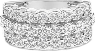 House of Brilliance 925 Sterling Silver 3.0 Cttw Lab Grown Diamond 3 Row Band Ring (F-G Color, VS1-VS2 Clarity)