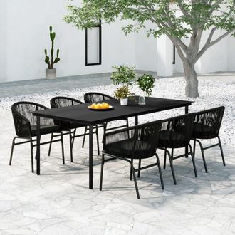 vidaXL Juego De Comedor Para Jard&iacute;n 7 Piezas Negro Vidaxl