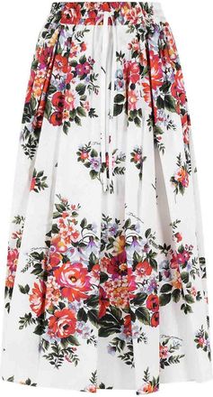 Dolce & Gabbana Fiori White Cotton Skirt