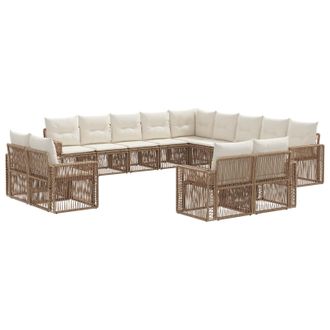 vidaXL Conjunto De Sof&aacute;s De Jard&iacute;n 13 Pcs Beige Y Blanco Crema Vidaxl