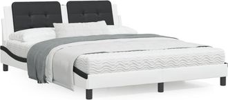 vidaXL Cama Con Colch&oacute;n Zadar Cuero Sint&eacute;tico Blanco Y Negro 160x200 Cm Vidaxl
