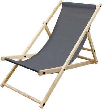 ECD Germany Silla de playa antracita madera pino tejido oxford carga hasta 120kg