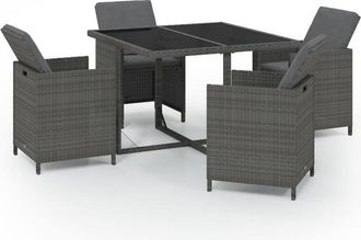 vidaXL Vidaxl - Set Comedor De Jard&iacute;n 5 Piezas Con Cojines Rat&aacute;n Sint&eacute;tico Gris