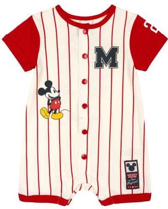 Disney Mickey Mouse Athletic One Piece Romper in Red Mickey Mouse at Nordstrom, Size 0-3M