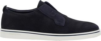 Ferragamo Navy Blue Laceless Sneakers