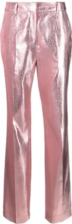 Paco Rabanne metallic-effect tailored trousers - women - Acetate/Metallized Polyester/Polyester/Polyamide - 42 - Pink