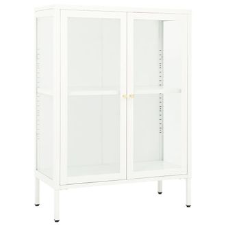 vidaXL Vidaxl - Aparador De Acero Y Vidrio Blanco 75x35x105 Cm