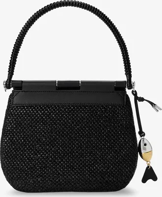 Loewe Womens Handbag Paulas Ibiza Pescador Raffia Black Leather Handbags Hand Bags