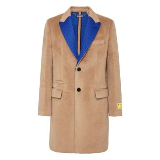 Philipp Plein Coat Long - Heren - Mantel - Beige - L - Wol - Jassen