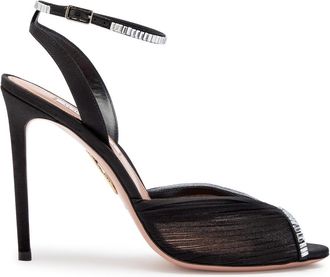 Aquazzura Aquazzura Be Mine 105 Crystal-embellished Faille Sandals - Black - 41 (IT41 / UK8)