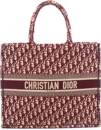 Dior Beige Bordeaux Canvas Handbag Tote Bag (Pre-Owned)