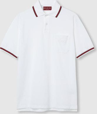Gucci Cotton Piquet Polo Shirt With Web, Size XXXL, White