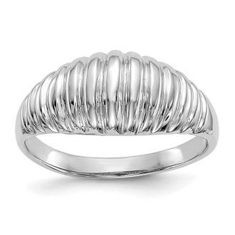 Diamond2Deal 14k White Gold High Polished Ribbed Dome Ring