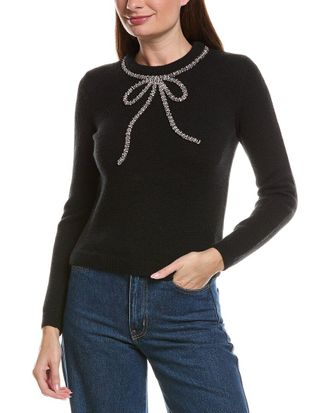 English Factory Rhinestone Bow Knit Sweater